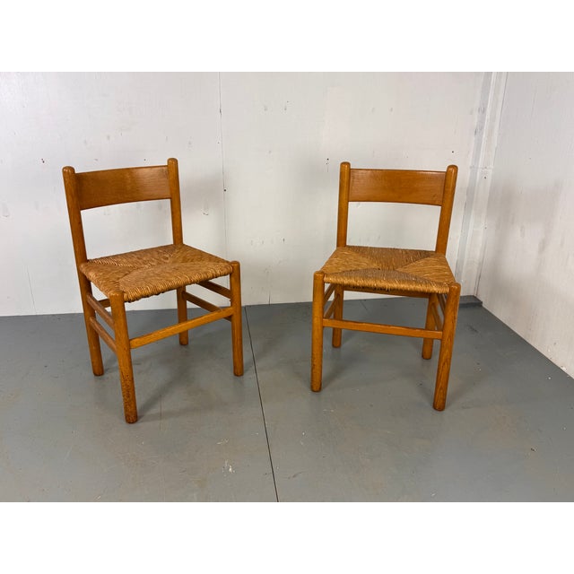 Vintage Oak and Rush Chairs by J Van Heuvel for Advorm, 1950s, Set of 2 For Sale - Image 10 of 11