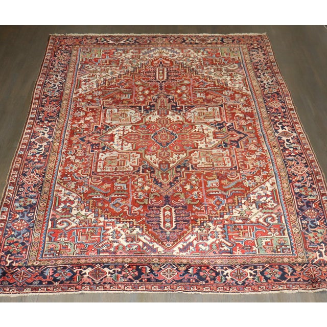 Early 20th Century Traditional Persian Heriz Rug no. j5223 For Sale - Image 5 of 10