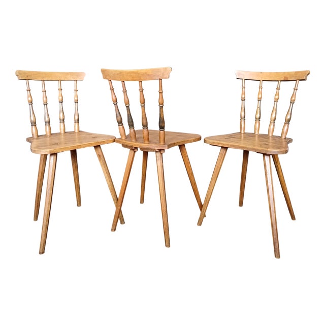 Antique Slovenian Alps Farm Chairs, 1930s, Set of 3 For Sale