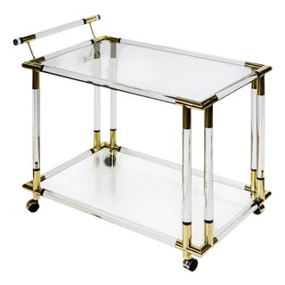 Mid-Century Modern Italian Acrylic Glass Serving Bar Cart, 1980s For Sale