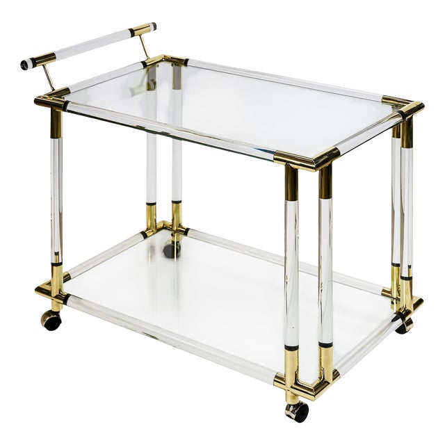 Mid-Century Modern Italian Acrylic Glass Serving Bar Cart, 1980s For Sale