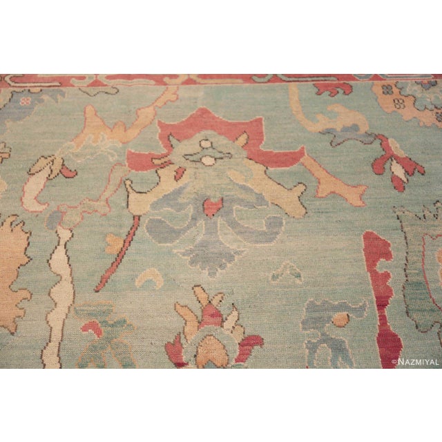 Turkish Decorative Seafoam Color Turkish Oushak Design Modern Contemporary Rug For Sale - Image 3 of 6