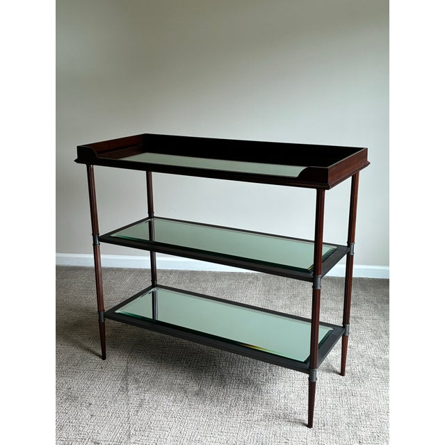 Brown Late 20th Century Baker Jacques Garcia Tiered Mahogany Mirrored Beveled Glass Drybar Side Table For Sale - Image 8 of 12