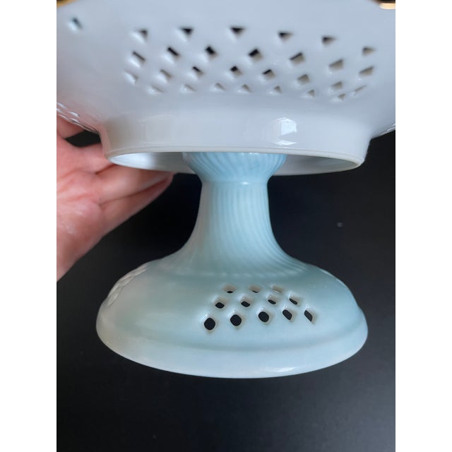 Metal Antique Pedestal Openwork Candy Dish With Hand Painted Roses For Sale - Image 7 of 10