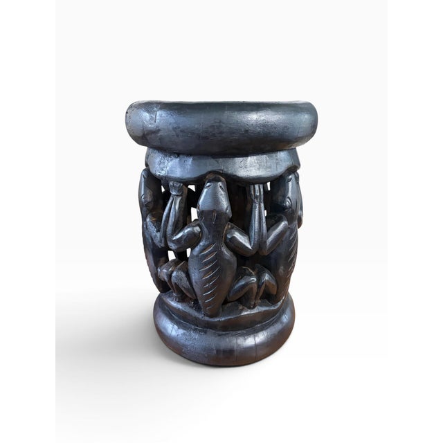 Vintage Tribal Nobility Bamileke Crocodile Stool/Table Cameroon 16" H For Sale In New York - Image 6 of 10
