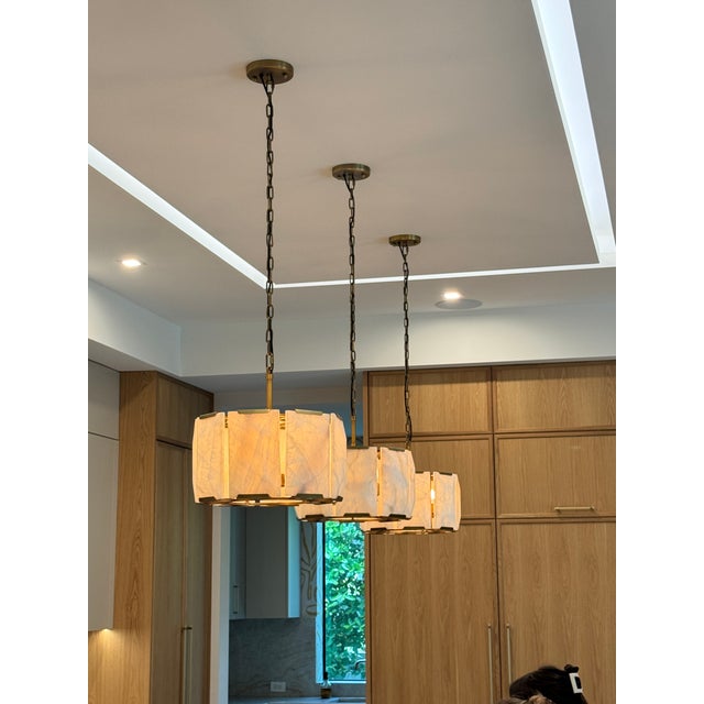 Timothy Oulton Rh Harlow Calcite Round Pendants - Set of Three For Sale - Image 4 of 4