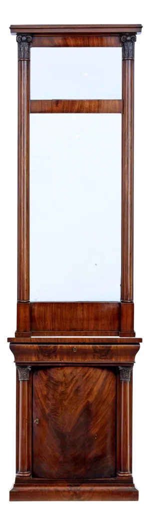 Mid 19th Century Empire Danish Mahogany Mirror on Cabinet, 1860s, Set of 2