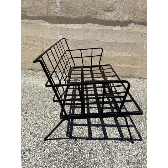 Mid-Century Modern Vintage Mid Century Modern Black Wrought Iron Arthur Umanoff Style Sofa For Sale - Image 3 of 9