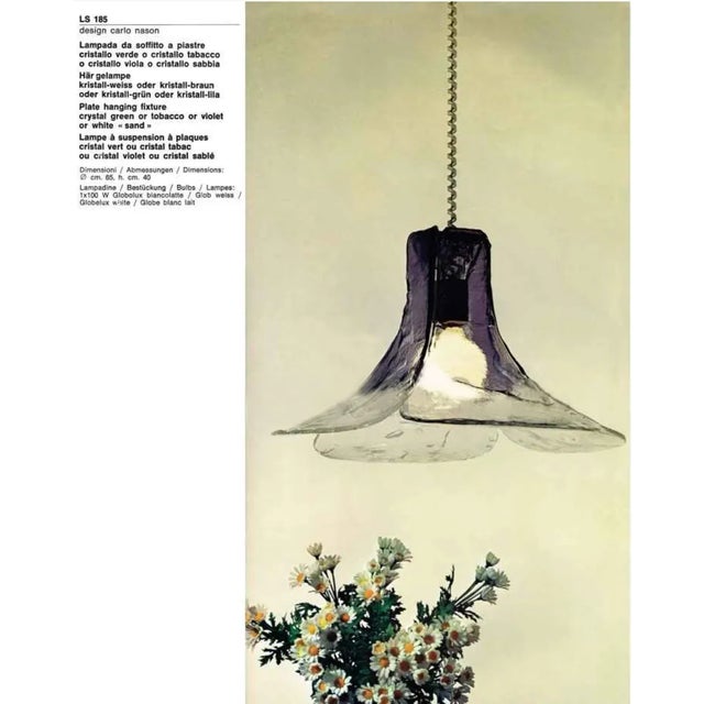 Cream Tulip Pendant Lamp in Green and Clear Murano Glass by Carlo Nason for Mazzega, Italy, 1960s For Sale - Image 8 of 9