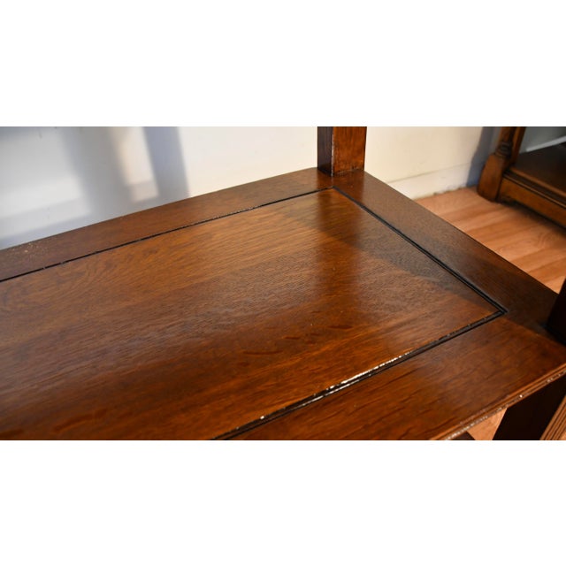 1900 Antique Rj Horner Solid Tiger Oak Carved Griffin Server / Buffet For Sale - Image 13 of 18