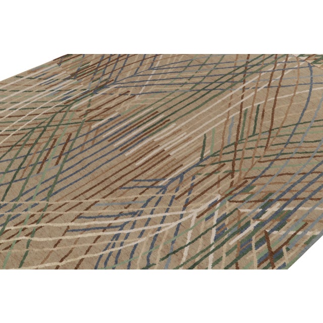Rug & Kilim’s Swedish Deco Style Rug in Beige-Brown With Multicolor Geometry For Sale In New York - Image 6 of 7