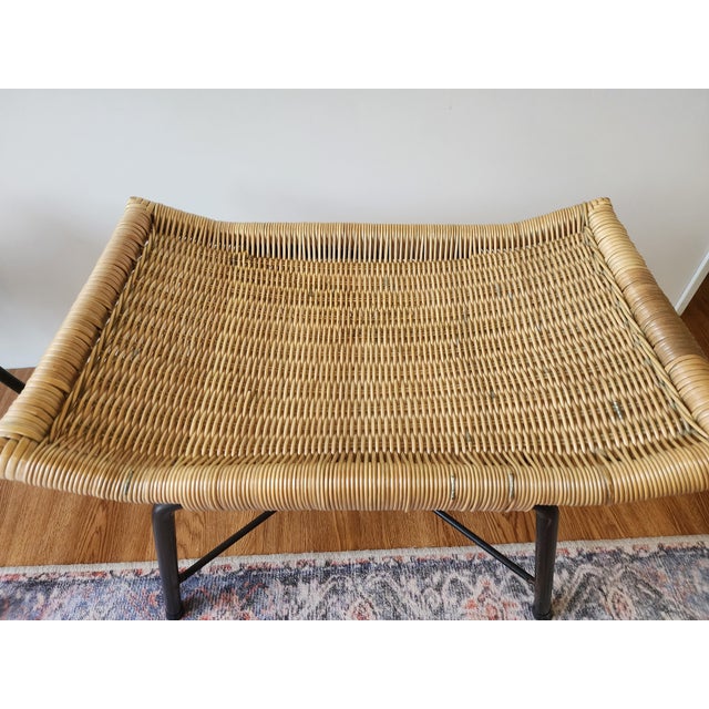 1960s Mid-Century Modern Rattan Stools Metal Bases- a Pair | Chairish