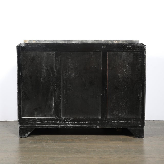 Art Deco Rosewood, Walnut & Black-Lacquer Bar Cabinet W/ Porto Marble Top For Sale - Image 12 of 16