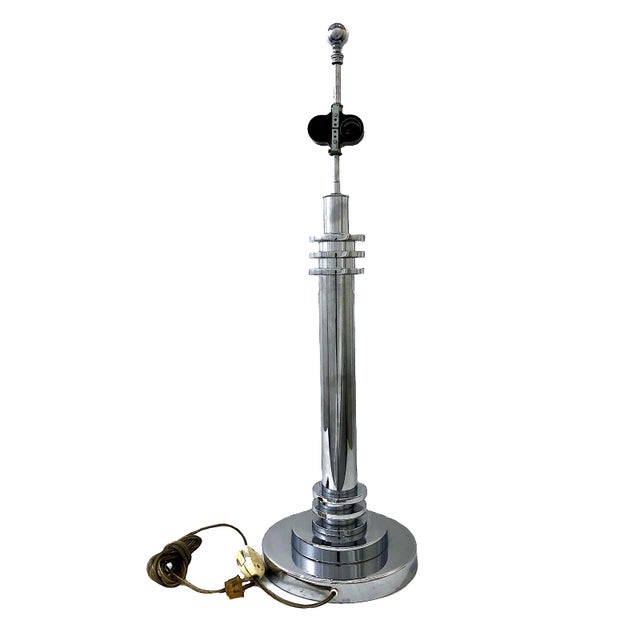 Early 20th Century Art Deco Period “Machine Age” Chrome Plated Table Lamps - a Pair For Sale In San Francisco - Image 6 of 9