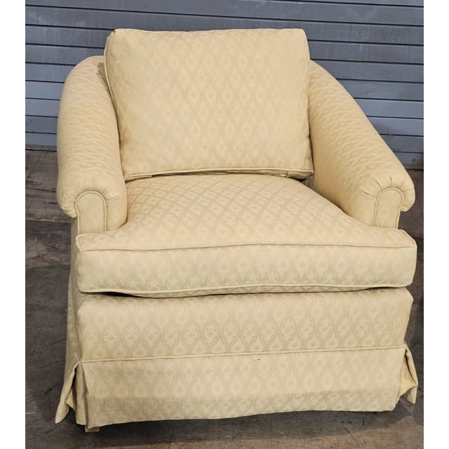 Traditional Late 20th Century Pair of Kindel Furniture Upholstered Club Chairs Down Filled Made in Michigan For Sale - Image 3 of 8