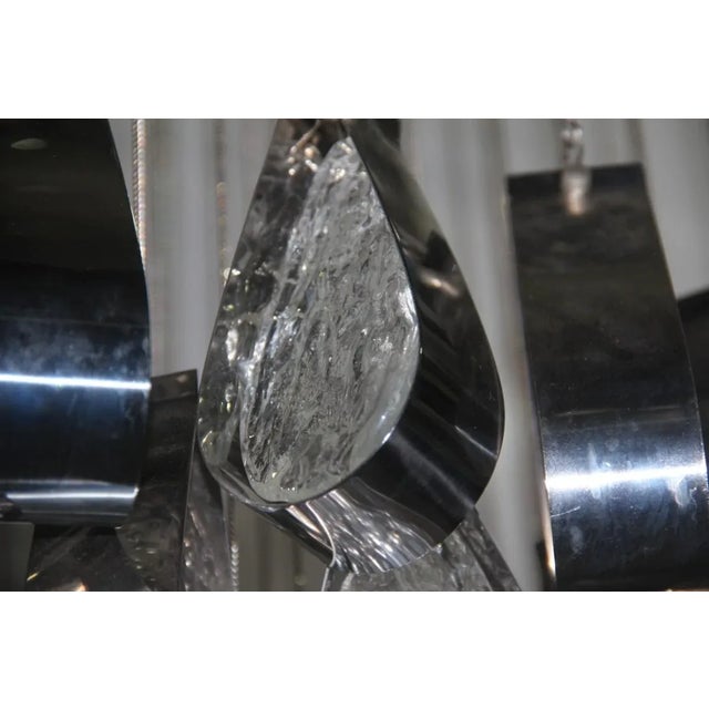 Steel & Glass Waterfall Ceiling Lamp, 1970s For Sale - Image 17 of 18