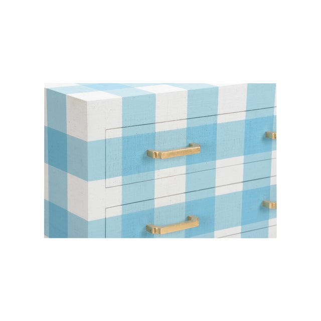 Gracious Raffia Chest - Blue Gingham For Sale In Raleigh - Image 6 of 9