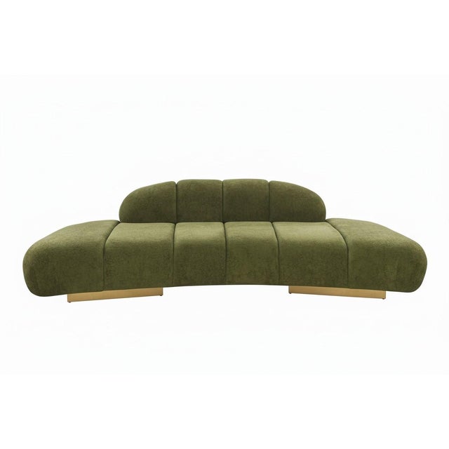 Metal Le Croissant Modern Curved Sofa in Green For Sale - Image 7 of 11
