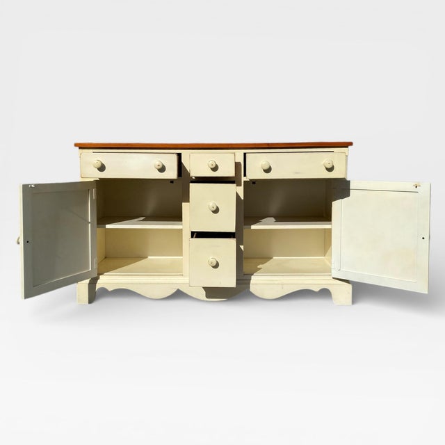 Vintage Painted Wood Sideboard With Paneled Doors For Sale - Image 12 of 18