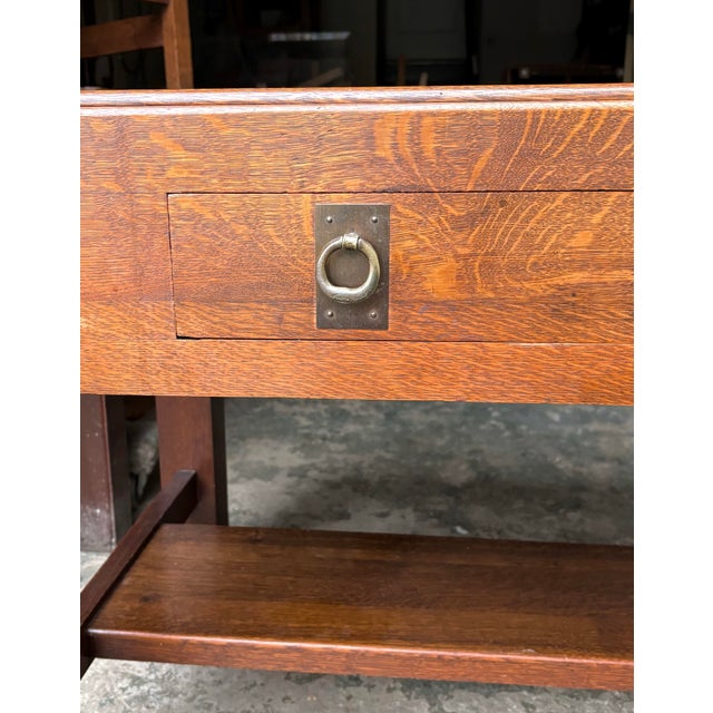Mission Antique Mission Oak Library Table Made by Davis-Birely For Sale - Image 3 of 10