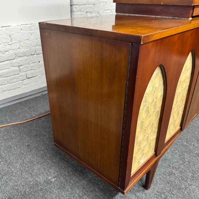 MCM Walnut & Mother of Pearl Sideboard With Bar Cabinet For Sale - Image 12 of 18