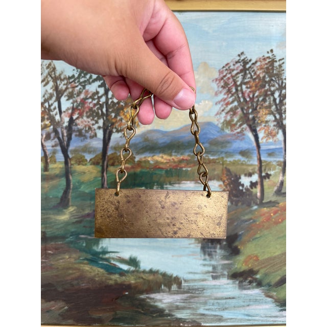 Antique Brass Toned "Please Walk In" Door Sign With Chain, Early 20th Century For Sale - Image 9 of 9