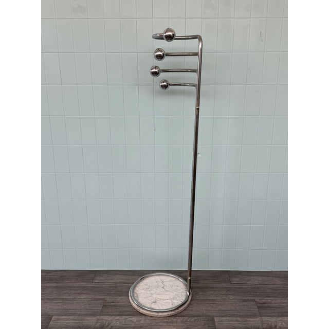 1970s Vintage Italian Coat Hanger in Chromed Steel and Marble Base, 1970s For Sale - Image 5 of 14