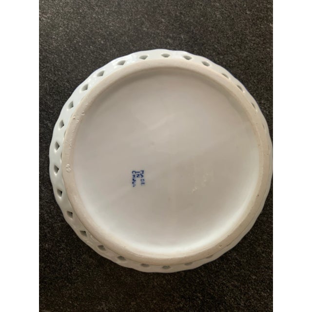 Vintage Chinoiserie Ceramic Bowl Blue White For Sale In New York - Image 6 of 7