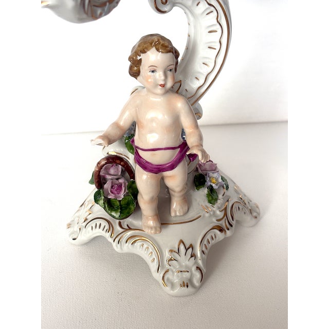 Vintage Porcelain Five-Light Candlestick, 1920s For Sale - Image 4 of 12