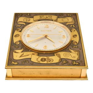 Early 20th Century Luxor Swiss Bronze Desk / Table Clock With 8-Day Movement