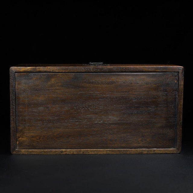 Vintage Chinese Huali Rosewood Box | Mother-of-Pearl Inlaid Bird & Flower Motif For Sale - Image 10 of 10