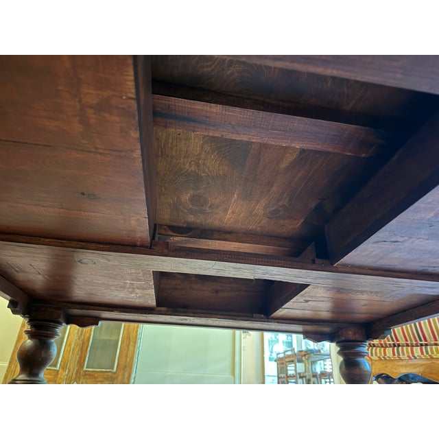 Wood Vintage Campaign-Style Red Leather Trunk Coffee Table With Brass Nailhead Detail For Sale - Image 7 of 8