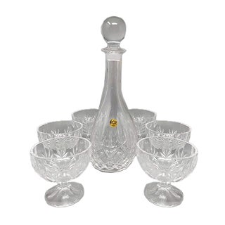 Mid-Century Crystal Decanter Set, 1960s, Set of 7 For Sale