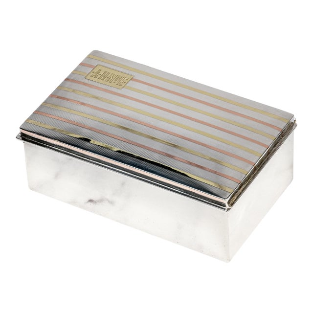 Stunning High Quality Antique Art Deco Gold and Sterling Silver Trinket Jewelry Cigarette Box Home Decor For Sale