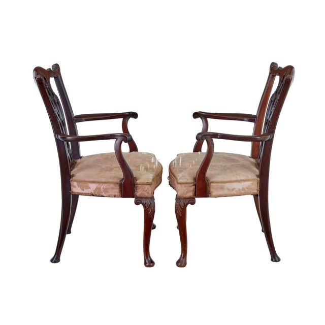 Wood Set of Early 20th Century Chippendale Revival Armchairs, 1920s For Sale - Image 7 of 9