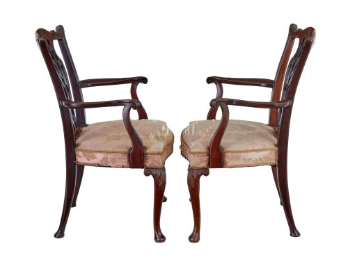 Set of Early 20th Century Chippendale Revival Armchairs, 1920s