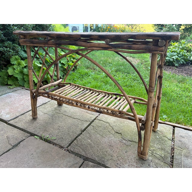 Cabin Vintage Adirondack Twig Console Table For Sale - Image 3 of 9