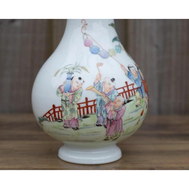 Gold Chinese Famille Rose Figural Porcelain Vase, 1950s For Sale - Image 8 of 18