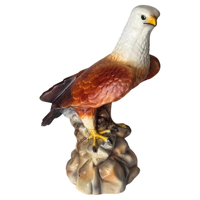 French Hand-Painted Ceramic Eagle Sculpture, 1970s For Sale - Image 16 of 16