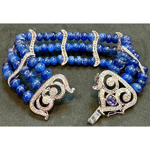 GIA Certified Burma No Heat Natural Blue Sapphire Bead & Diamond Bracelet , 18kg For Sale In New York - Image 6 of 18