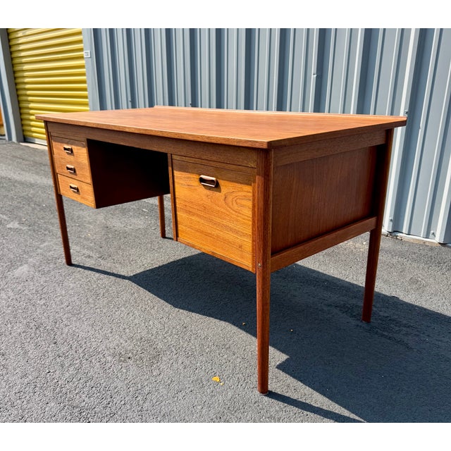 Arne Vodder Danish Teak Executive Desk With Bookcase For Sale - Image 4 of 9