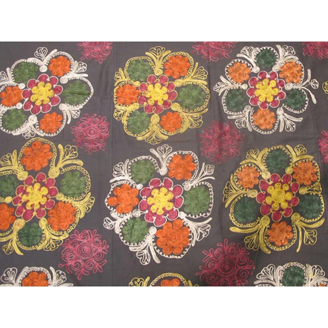 Mid 20th Century Large Vintage Suzani With All-Over Embroidery For Sale - Image 5 of 7