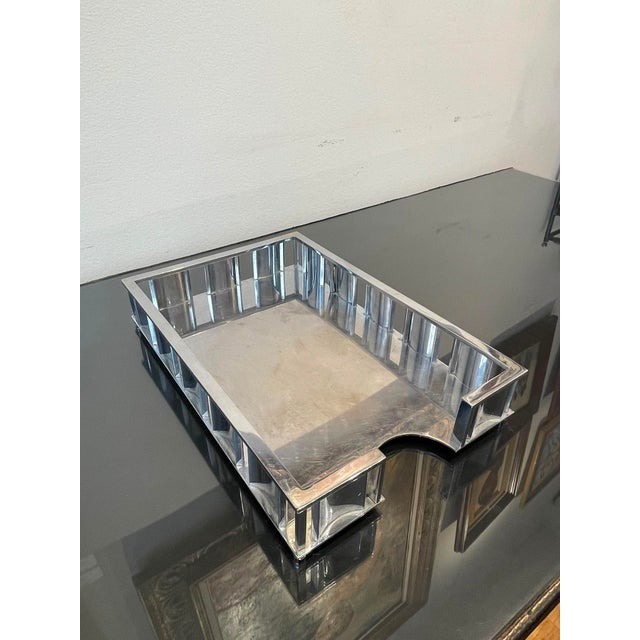 Modernist Chrome-Plated Metal Desk Set by Jacques Adnet, 1930, Set of 3 For Sale - Image 12 of 18