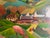 1970s Bin Kashiwa Original Oil Painting Folk Art Country Village Framed Canvas Signed For Sale - Image 10 of 12