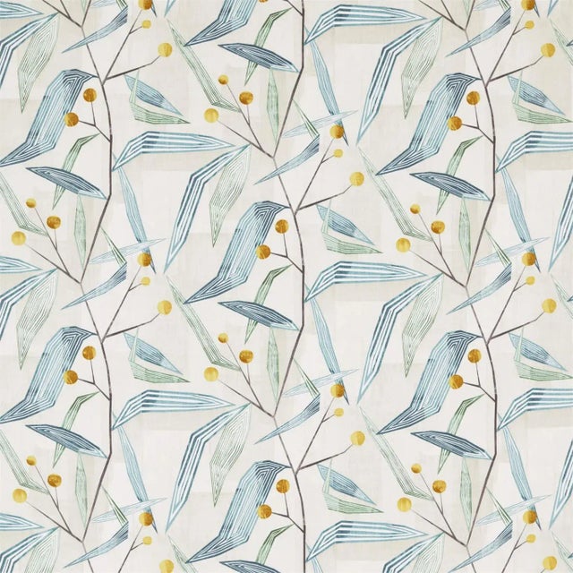 Harlequin Entity Fabric in Emerald/Ochre For Sale