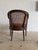 French Louis XVI Style Cane-Back Chair With Fluted Legs and Brown Leather Seat For Sale - Image 4 of 6