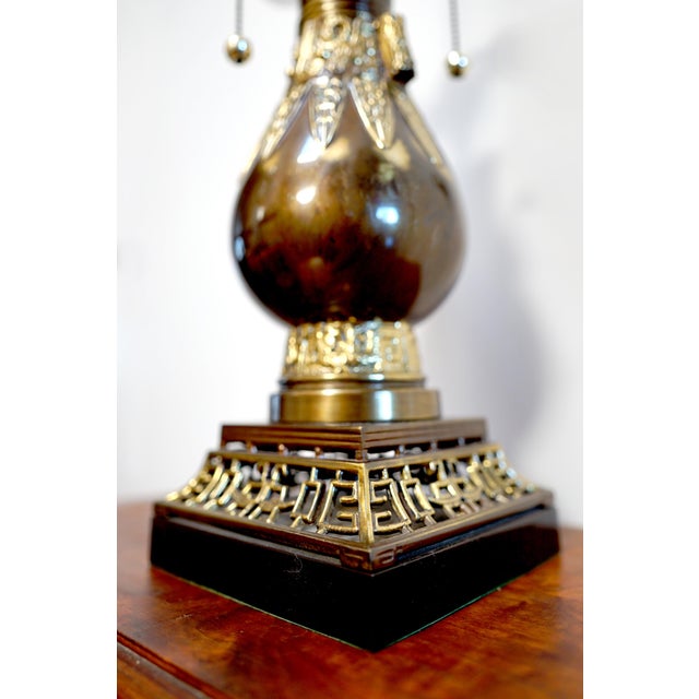 Metal 1980s Brass Asian Temple Style Table Lamp For Sale - Image 7 of 7