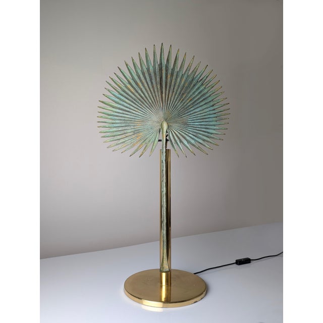 Fan Palm Bronze and Brass Table Lamp from Valenti, 1970s For Sale - Image 16 of 18