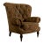 Oversized Sherrill Tufted Scroll Arm Barrel Back Lounge Chair With Turned Legs & Brass Caps, Made in Usa Late 20th Century For Sale