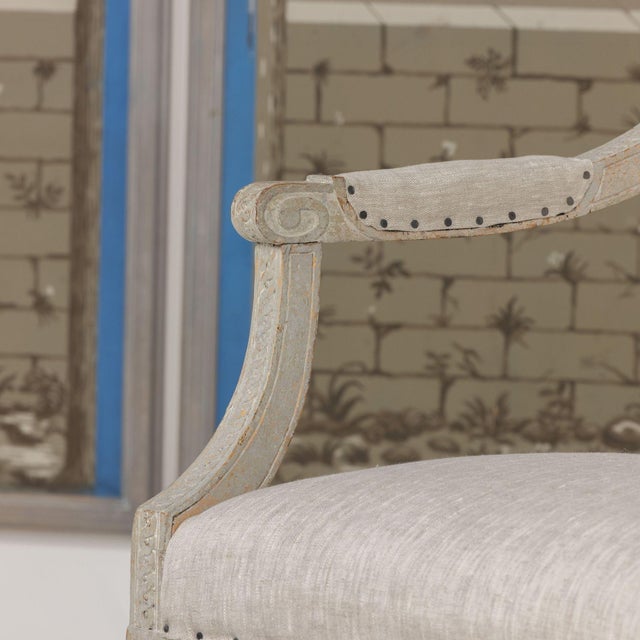 18th Century German Louis XVI Period Beech Wood Armchair in Original Paint For Sale - Image 10 of 12